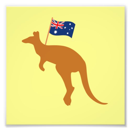 kangaroo australia flag yellow photo print