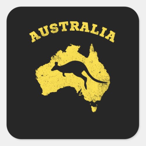 Kangaroo Australia Patriotic Vintage Map Square Sticker