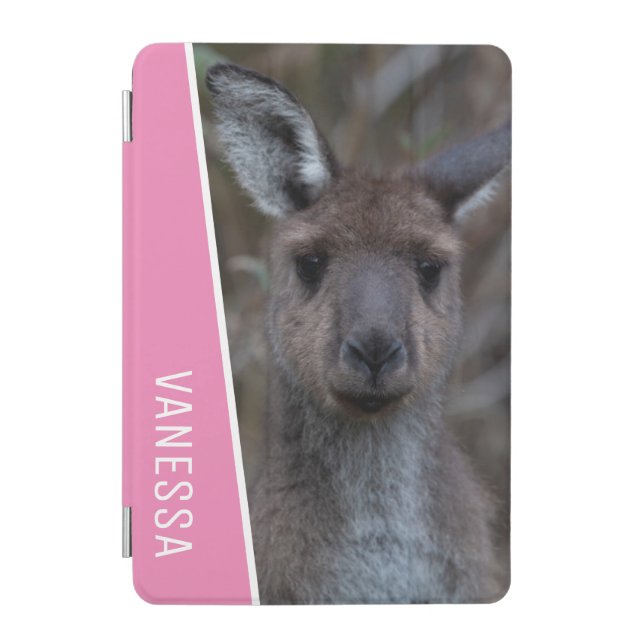 Kangaroo Australia Portrait Photo, Pink Girls iPad Mini Cover (Front)