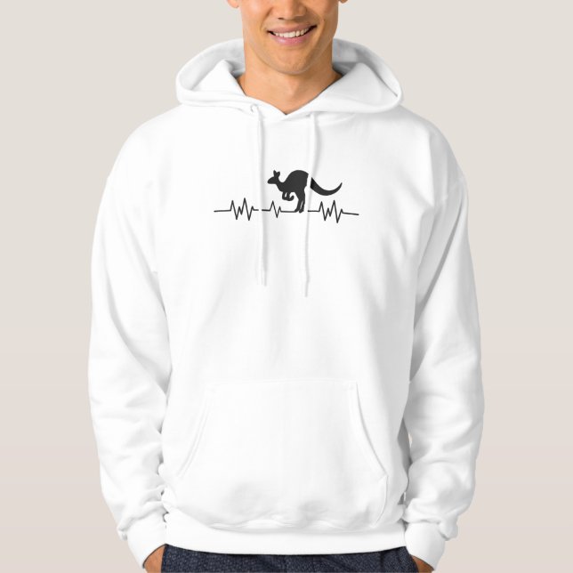 Kangaroo Australia Pulse Heartbeat Australian Fun Hoodie (Front)