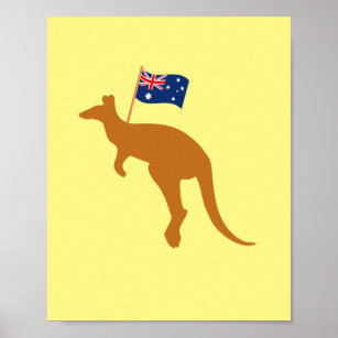 kangaroo australia vertical flag poster