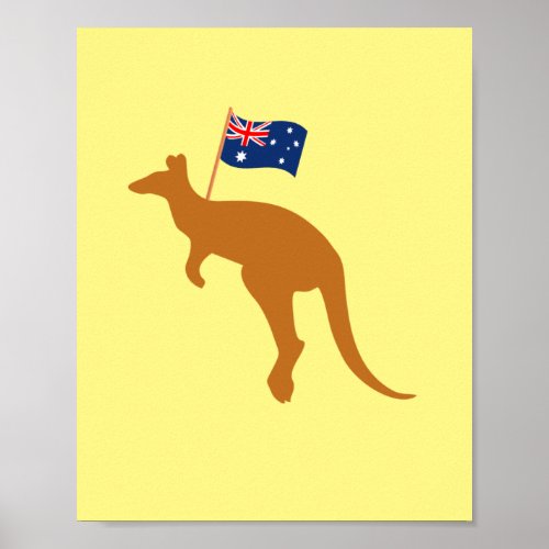 kangaroo australia vertical flag poster