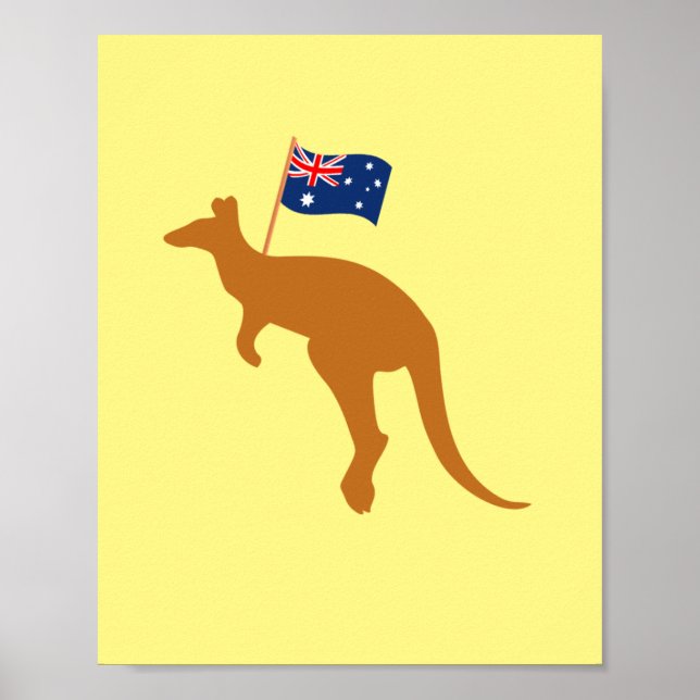 kangaroo australia vertical flag poster (Front)