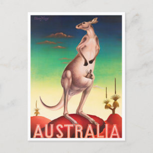 Kangaroo Australia vintage travel Postcard