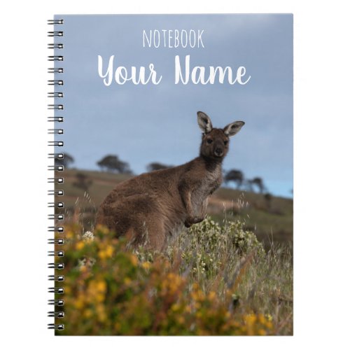 Kangaroo Australia Yellow Spring Flowers Photo Notebook