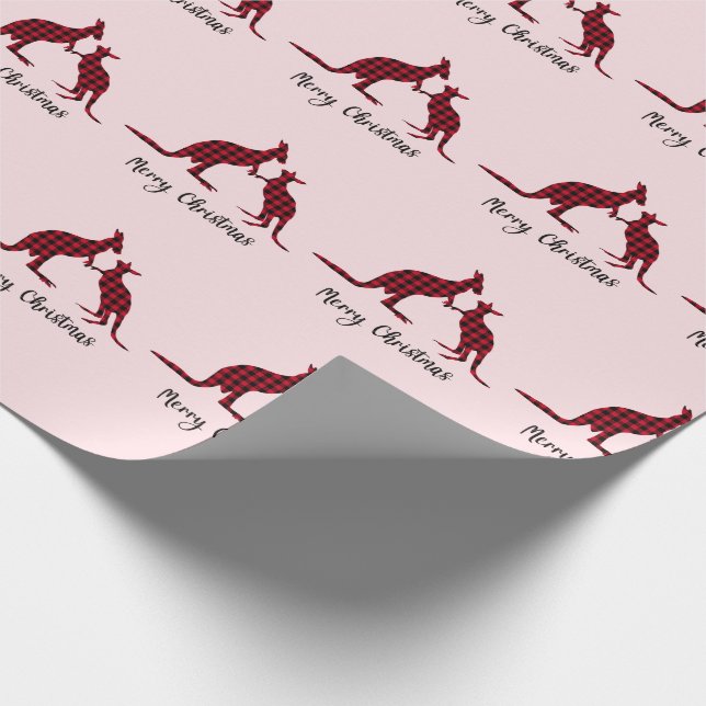 Kangaroo Australian Merry Christmas Wrapping Paper (Corner)