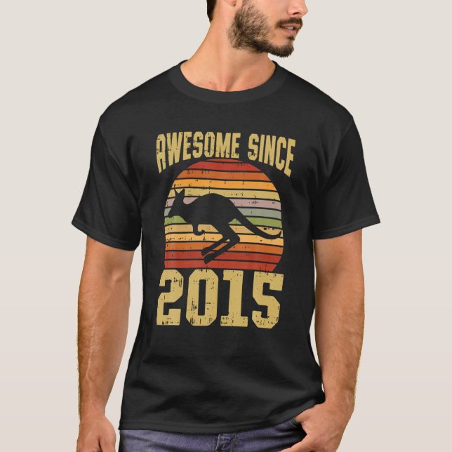 Kangaroo Awesome Since 2015 7Th Birthday 7 Years O T-Shirt (Front)