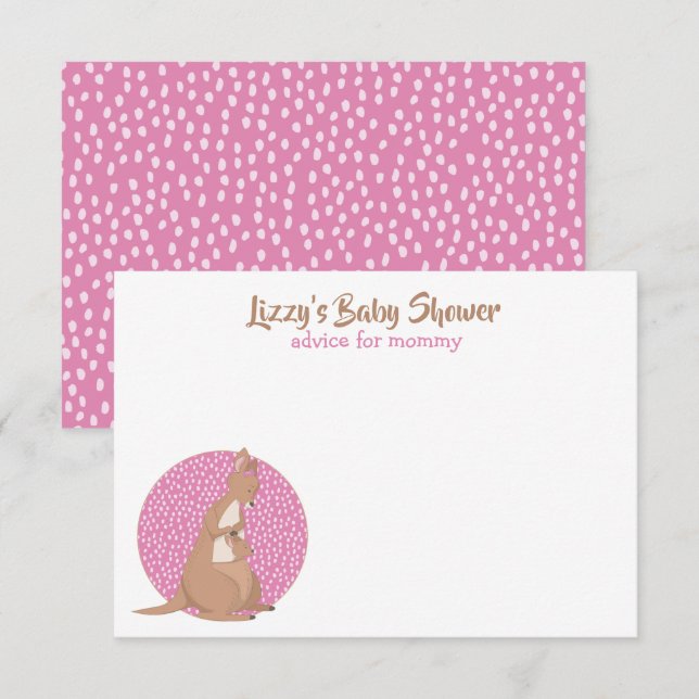 Kangaroo Baby Girl Shower Pink Invitation (Front/Back)