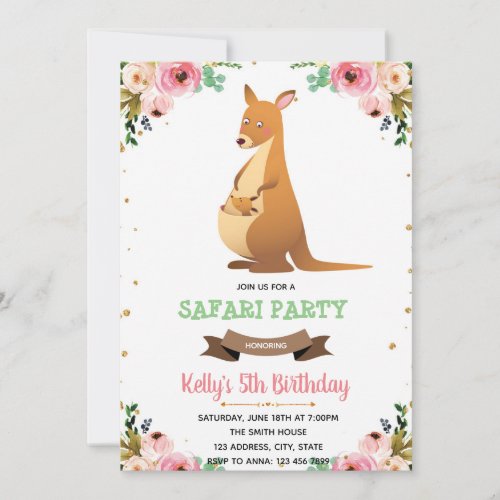 Kangaroo baby shower invitation