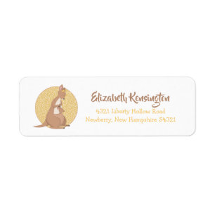 Kangaroo Baby Shower Neutral Yellow and Brown Label