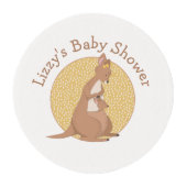 Kangaroo Baby Shower Neutral Yellow and Tan Edible Frosting Rounds (Front)