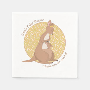 Kangaroo Baby Shower Neutral Yellow and Tan Napkins