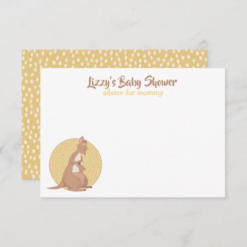 Kangaroo Baby Shower Yellow Advice for Mommy Invitation