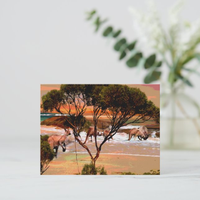 Kangaroo Beach Oil Paint, Postcard (Standing Front)