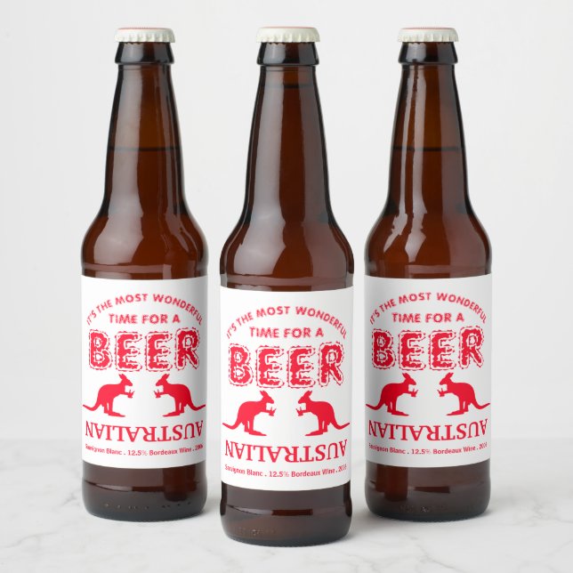 Kangaroo Beer, Australian Christmas Beer Bottle Label (Bottles)