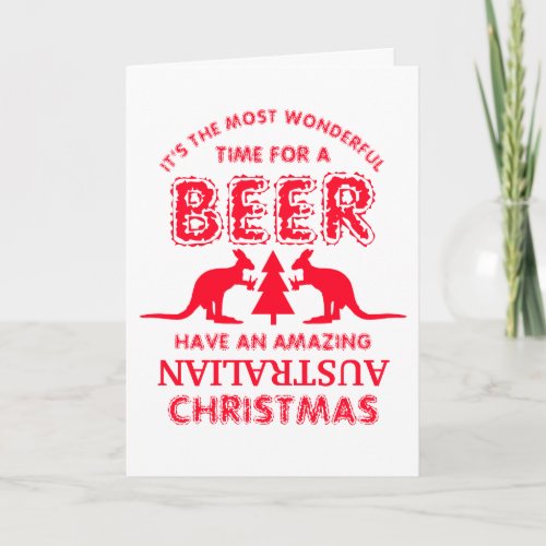 Kangaroo Beer Australian Christmas Greeting Card