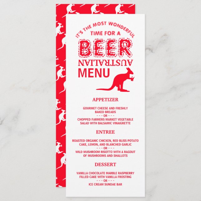 Kangaroo Beer, Australian Christmas Menu Invitation (Front/Back)