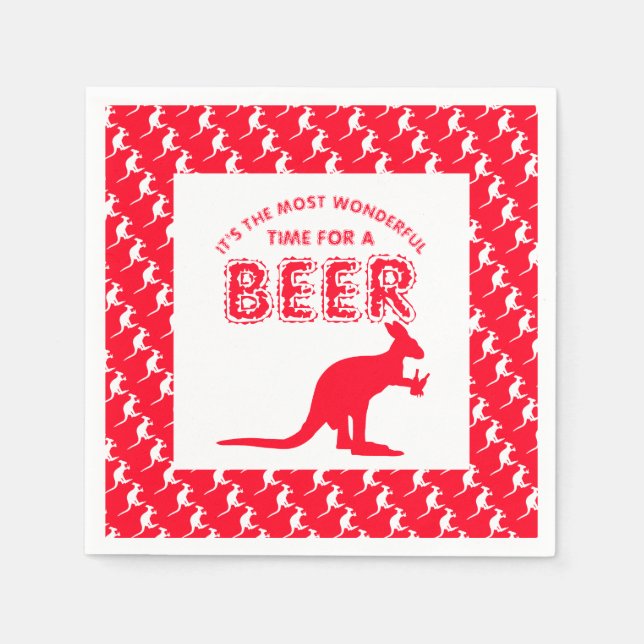 Kangaroo Beer, Australian Christmas Party Napkins (Front)