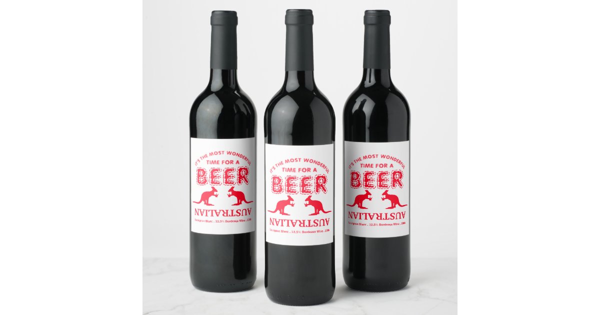 Kangaroo Beer, Australian Christmas Wine Label | Zazzle