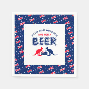 Kangaroo Beer, Australian Flag, Christmas Party Napkins