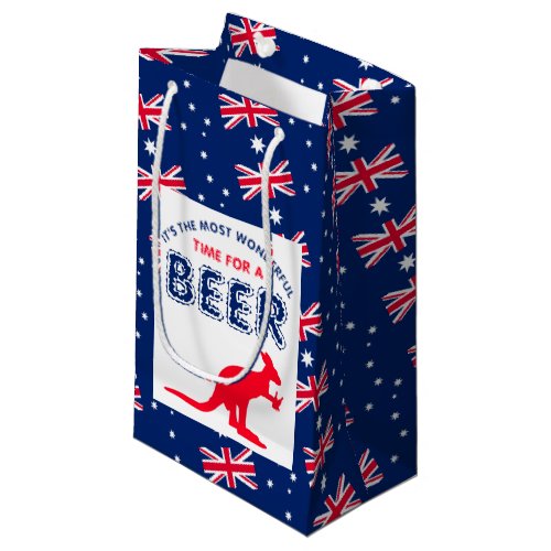 Kangaroo Beer Australian Flag Christmas Party Small Gift Bag