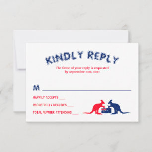 Kangaroo Beer, Australian Flag Christmas RSVP Card