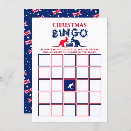 Kangaroo Beer Australian Flag Xmas Bingo Card