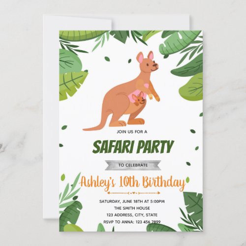 Kangaroo birthday baby shower invitation