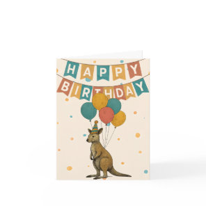 Kangaroo Birthday Card – Cute Animal with Balloons