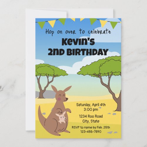 Kangaroo Birthday Invitation