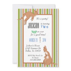Kangaroo Birthday Party Invitation Child's Invite