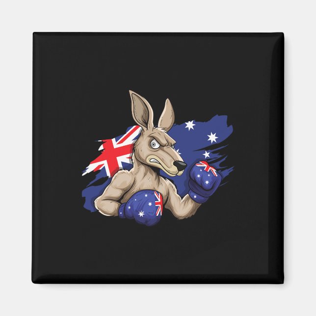 Kangaroo Boxer Boxing Australian Flag Love Austral Magnet (Front)