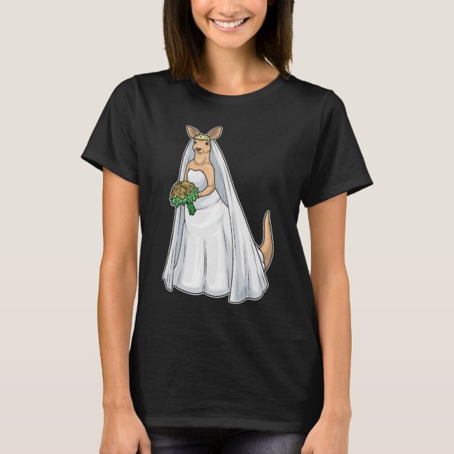 Kangaroo Bride Bunch of Flowers Wedding T-Shirt (Front)