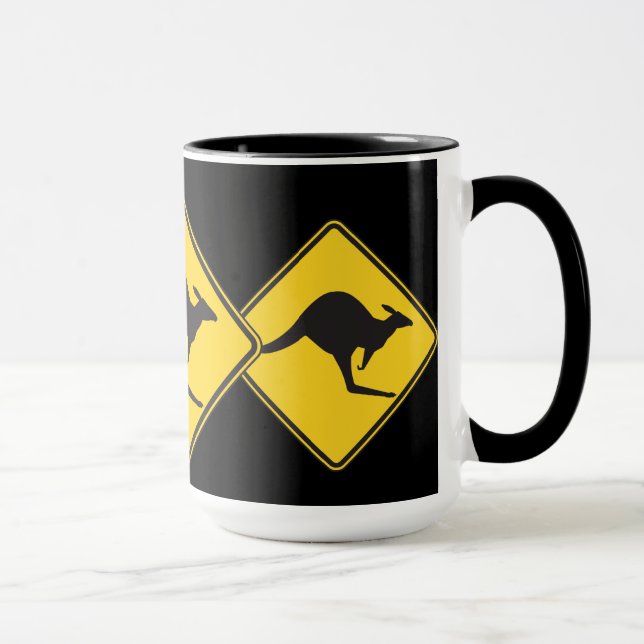 Kangaroo Caution Sign Mug (Right)