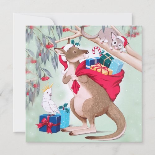 Kangaroo Christmas _ Australian Christmas Art    Card