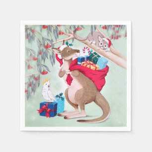 Kangaroo Christmas - Australian Christmas Art Napkins
