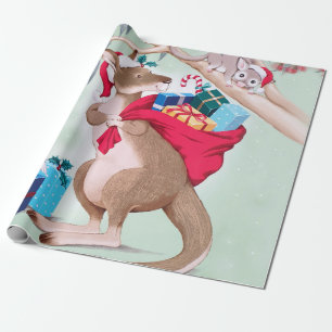 Kangaroo Christmas - Australian Christmas Art Wrapping Paper