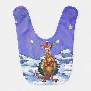 Kangaroo Christmas Starry Night Baby Bib