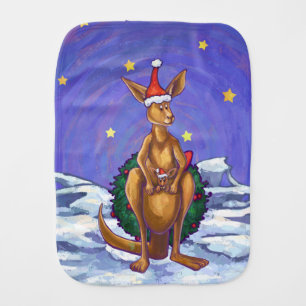 Kangaroo Christmas Starry Night Baby Burp Cloth