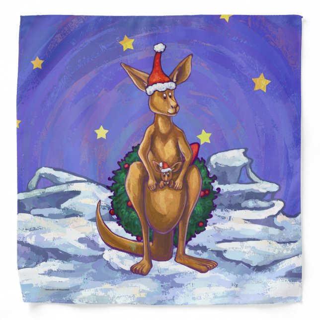 Kangaroo Christmas Starry Night Bandana (Front)