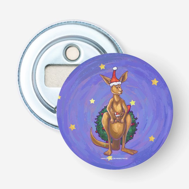 Kangaroo Christmas Starry Night Bottle Opener (Front)
