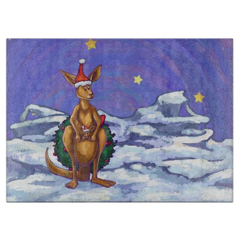 Kangaroo Christmas Starry Night Cutting Board