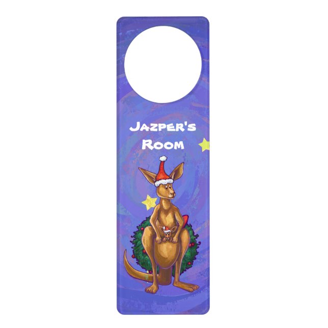 Kangaroo Christmas Starry Night Door Hanger (Front)