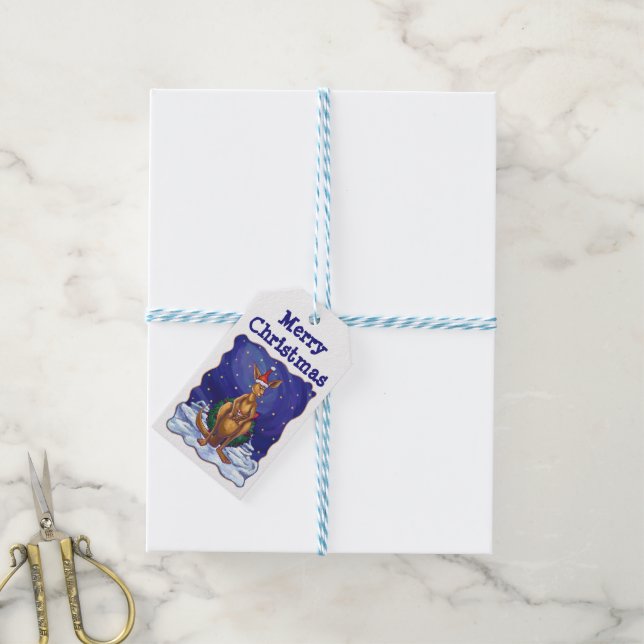Kangaroo Christmas Starry Night Gift Tags (With Twine)