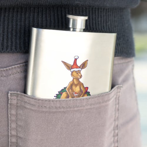 Kangaroo Christmas Starry Night Hip Flask