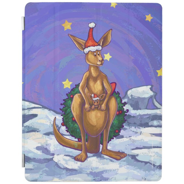 Kangaroo Christmas Starry Night iPad Smart Cover (Front)
