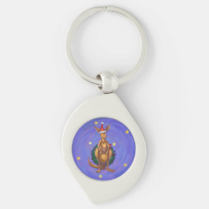 Kangaroo Christmas Starry Night Keychain