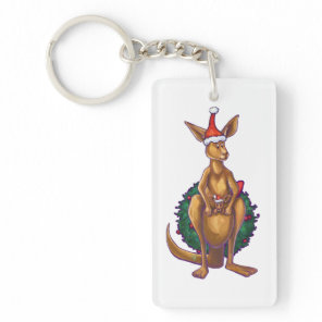 Kangaroo Christmas Starry Night Keychain