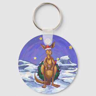 Kangaroo Christmas Starry Night Keychain