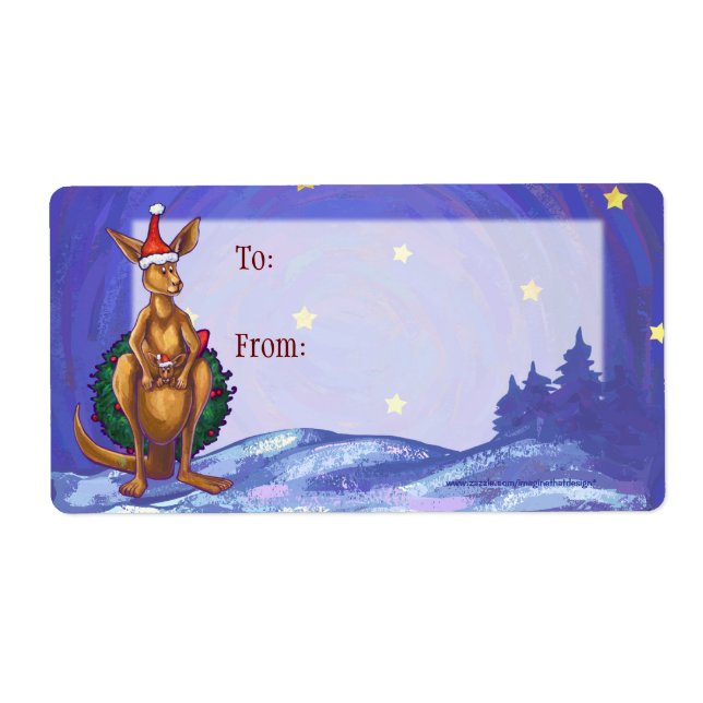 Kangaroo Christmas Starry Night Label (Front)